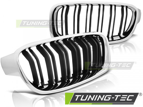 Upgrade Sportgrill Nieren für BMW 3er F30/F31 Limousine/Touring 11-18 chrom/schwarz in Doppelsteg Design